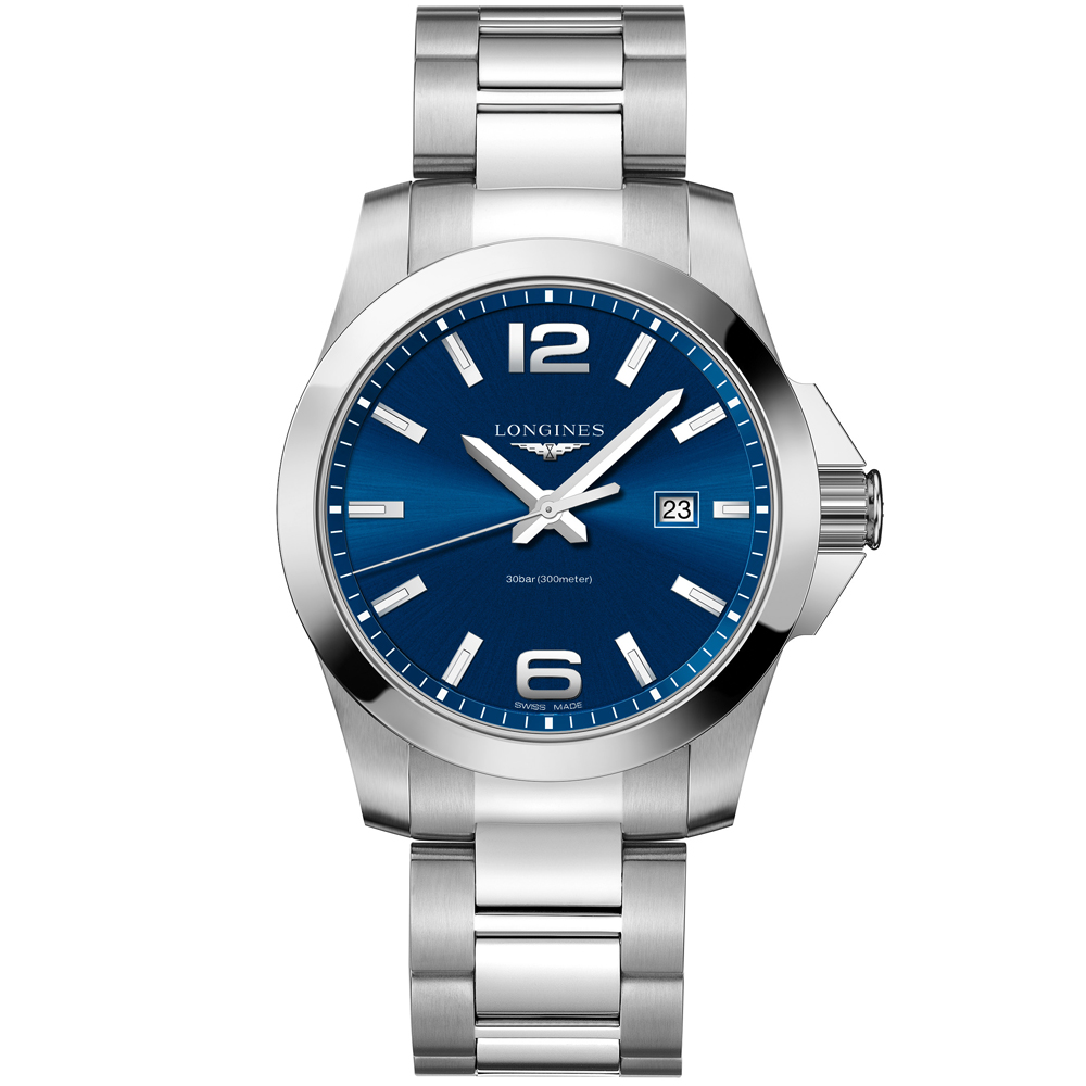 longines conquest 43mm automatic blue dial