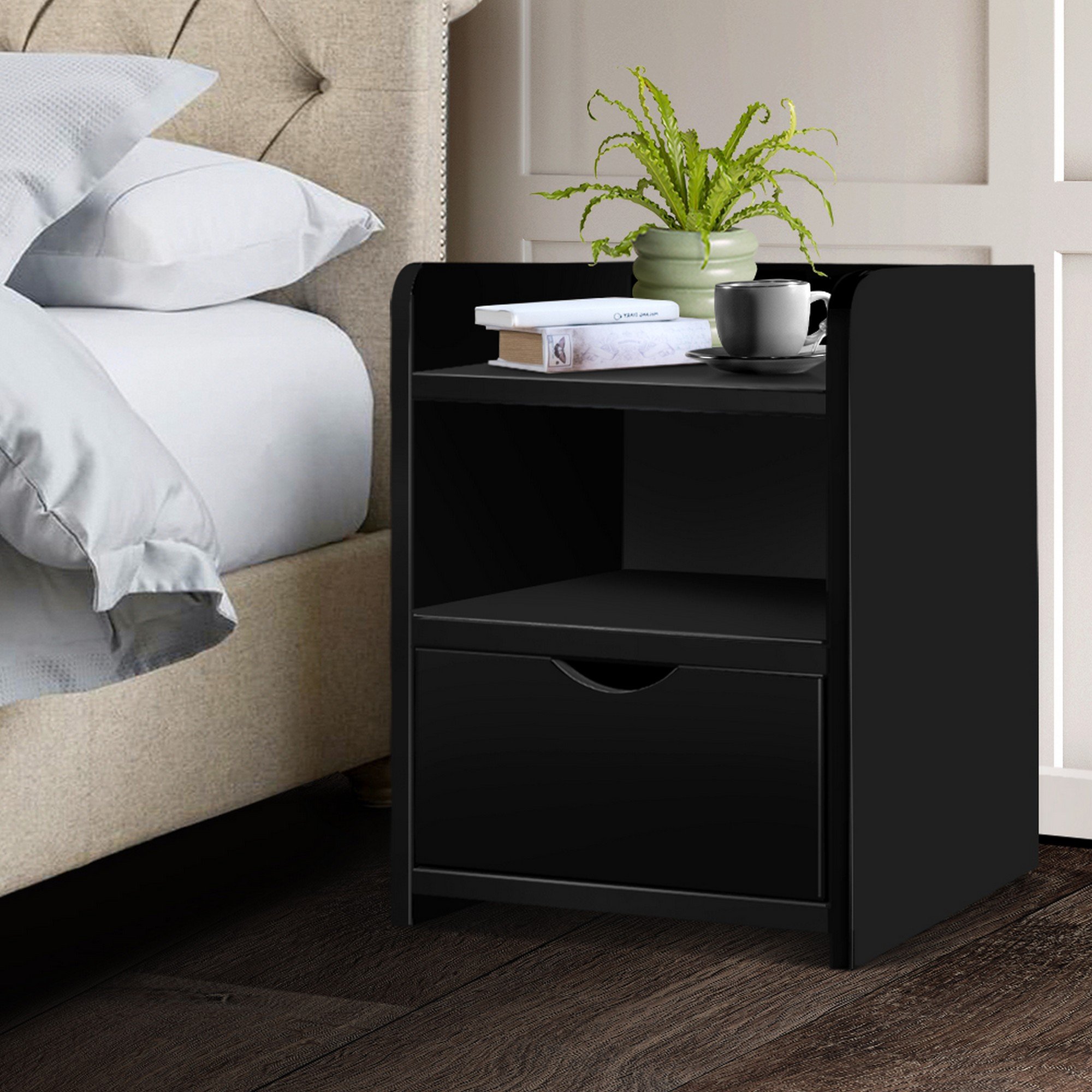 artiss bedside table black