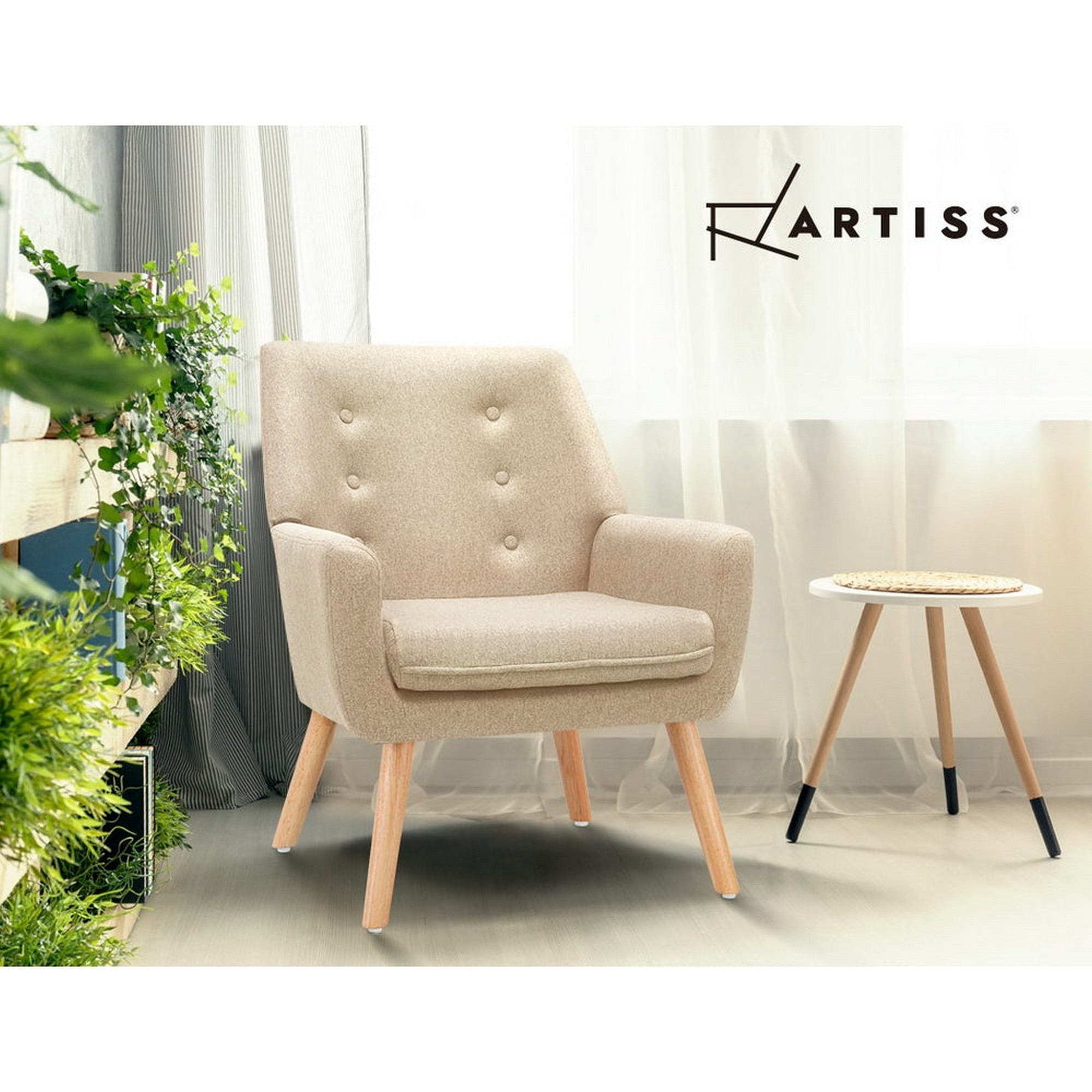 artiss fabric dining armchair