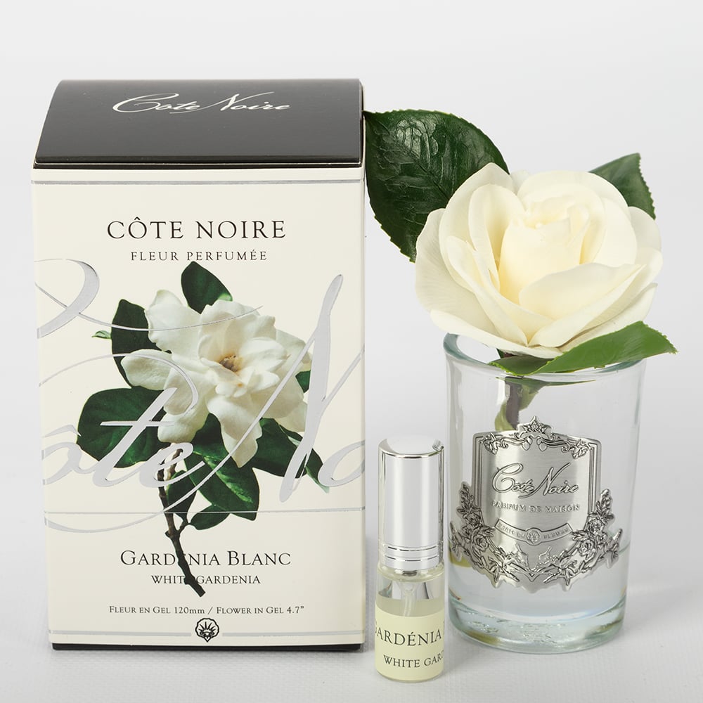 NEW Cote Noire Gardenia Flower Blk Glass G/Crest w/Fragrance 