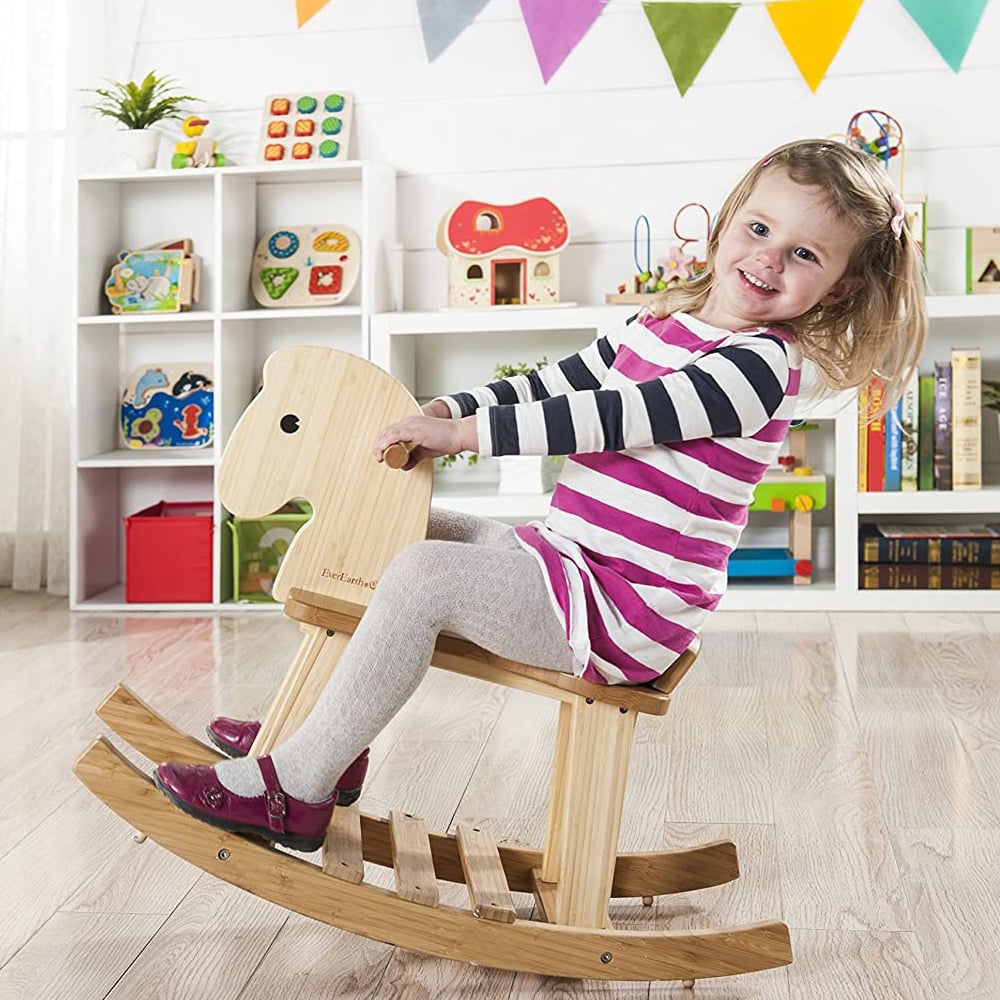 EverEarth Bamboo Rocking Horse Kids Pretend Play Eco-Friendly