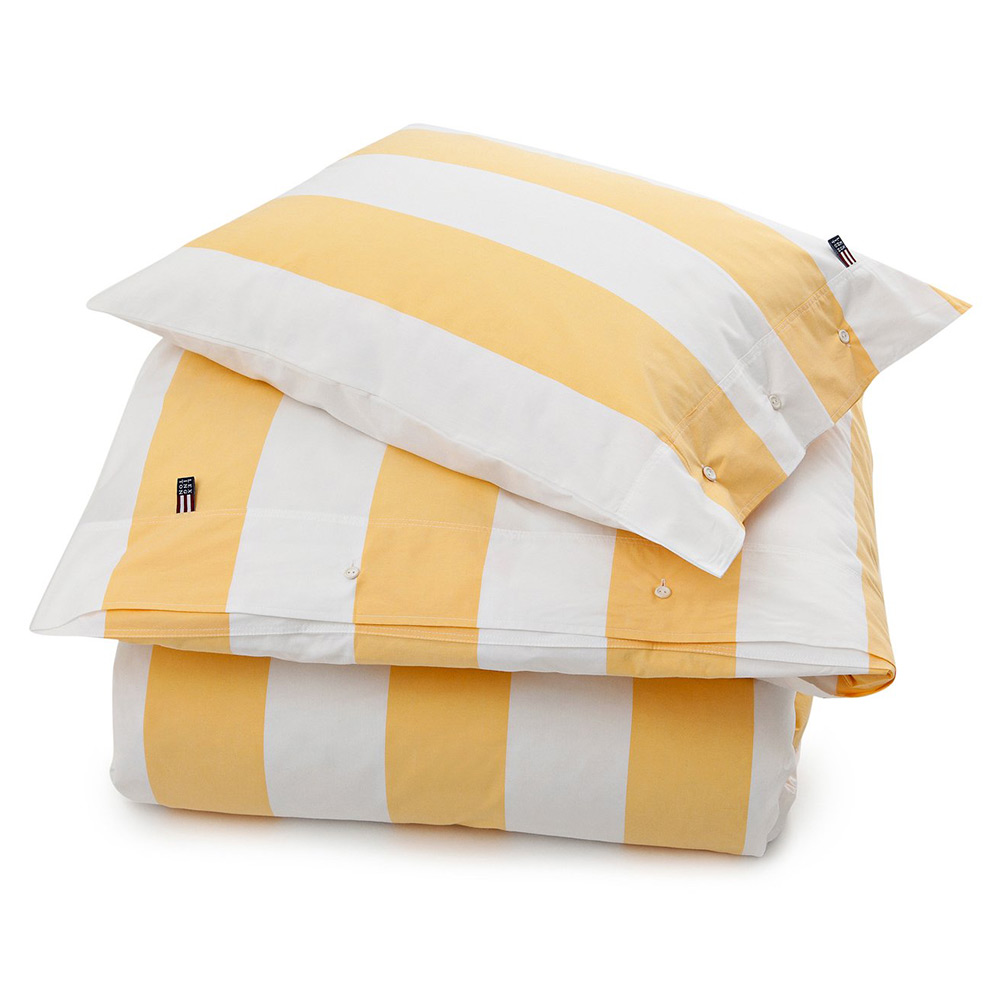 Lexington Poplin Stripe Quilt Cover Yellow White Queen