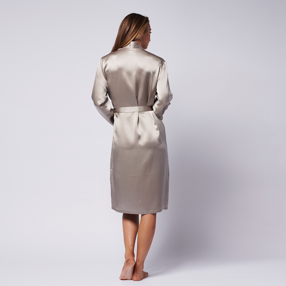 silver silk robe