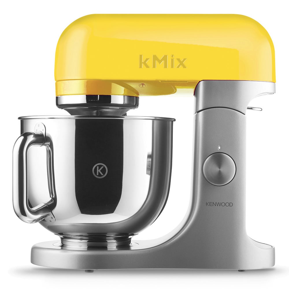 Kitchen with ge profile appliances, kenwood yellow food mixer