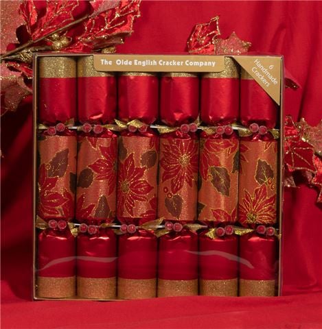 Olde English Cracker Co - Bonbons Glitter Poinsettia 6pce