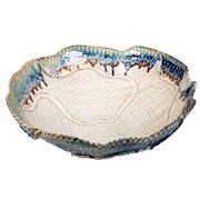 Florabelle - Round Bowl Curve Top White with Blue Edge