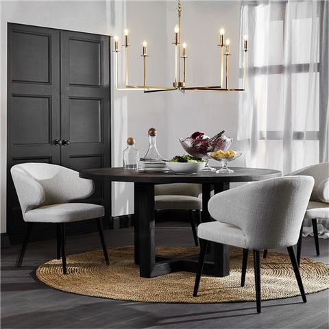 Cafe Lighting Harlow Black Dining Chair Natural Linen - Peter's of Kensington
