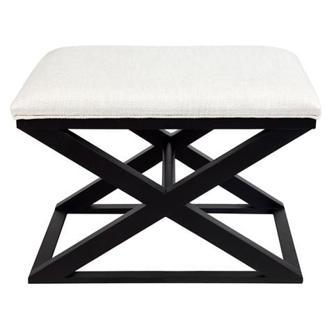 Cafe Lighting Spencer Black Timber Stool Natural Linen - Peter's of Kensington