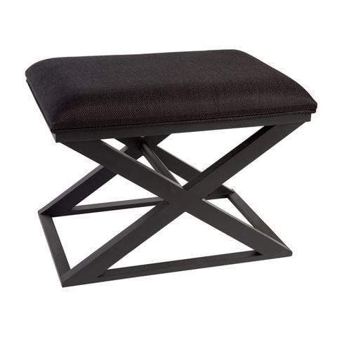 Cafe Lighting - Spencer Black Timber Stool Black Linen