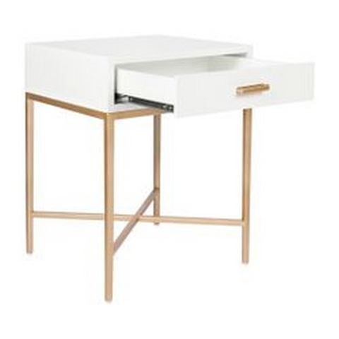 Cafe Lighting - Nessa White Bedside Table Gold