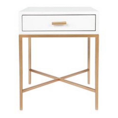 Cafe Lighting - Nessa White Bedside Table Gold