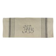 French Country - Natural Pale Grey Stripe Monogram Tea Towel
