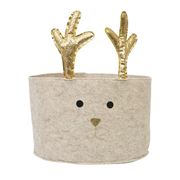 Coastal Home - Reindeer Felt Basket Gold/Cream 30x20cm