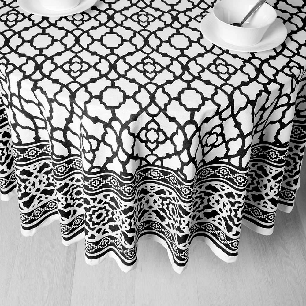 Vintage Round Tablecloth Black 180cm, Vintage Round Tablecloth