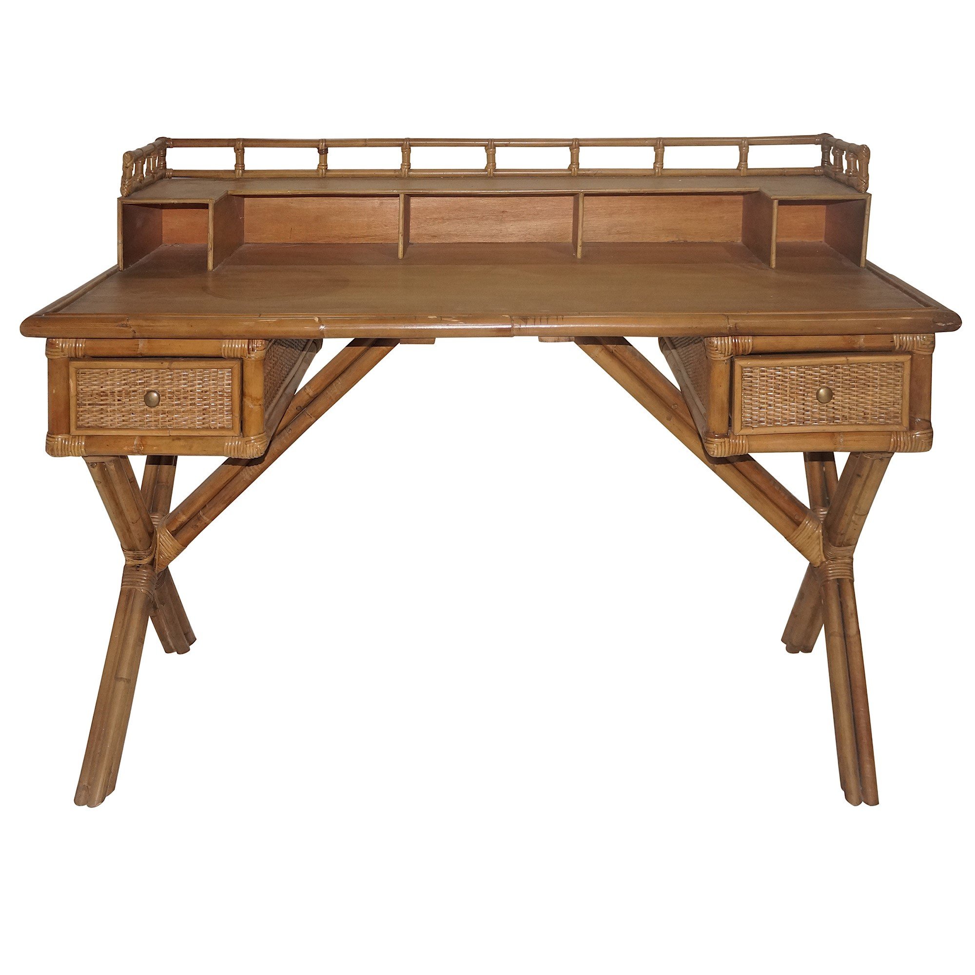 OneWorld Cayman Rattan Desk with Two Drawers Peter's of Kensington