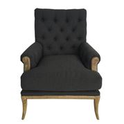 OneWorld - Linen Armchair With Oak Legs Charcoal