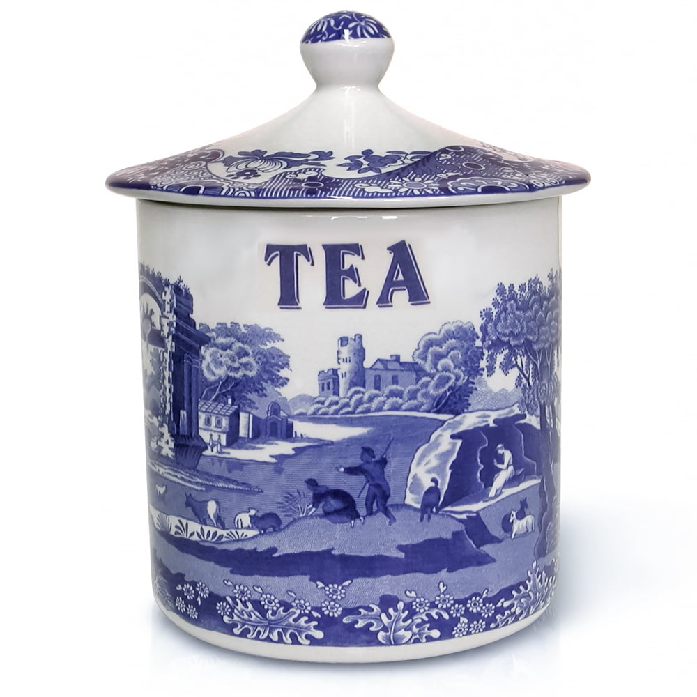 Spode Blue Italian Tea Canister Peter's of Kensington