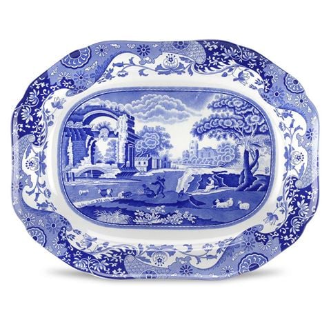 Spode Blue Italian Oval Serving Dish 36x28cm - Peter's of Kensington