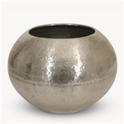 OneWorld - Hammered Aluminium Round Silver Vase