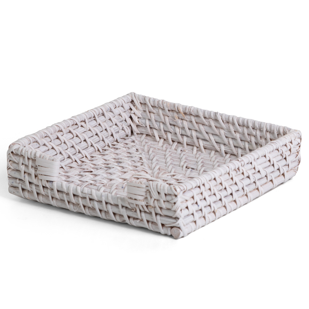 Peter's Rattan Napkin Holder White 19x5x19cm Peter's of Kensington
