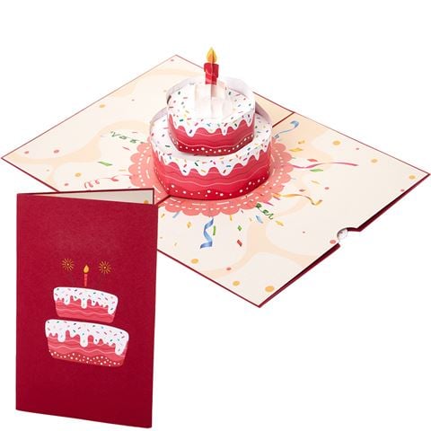 Colorpop - Birthday Cake Greeting Card Red Medium