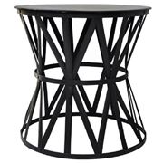 French Country - Iron Drum Side Table Large Black
