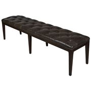 French Country - Florence Bench Stool Aged Black Leather