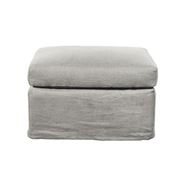 French Country - Dume Ottoman Soft Grey Cotton