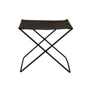 French Country - Palma Leather Stool Black 48x39x45cm
