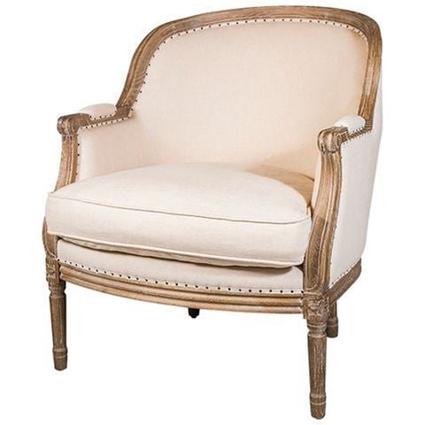 French Country - Beckett Studded Linen Chair 72x78x89.5
