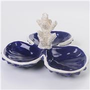 Zanatta - 3 Shallow Shells Snack Dish w/Coral N°5 Blue
