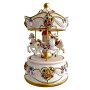 The Russell Collection - Carousel 3 Horse Petite Rose
