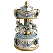 The Russell Collection - Carousel 3 Horse Petite Blue