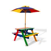 Kids Play - Wooden Picnic Table Set with Umbrella