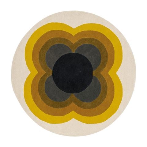 Orla Kiely Sunflower Round Rug Yellow 200cm - Peter's of Kensington