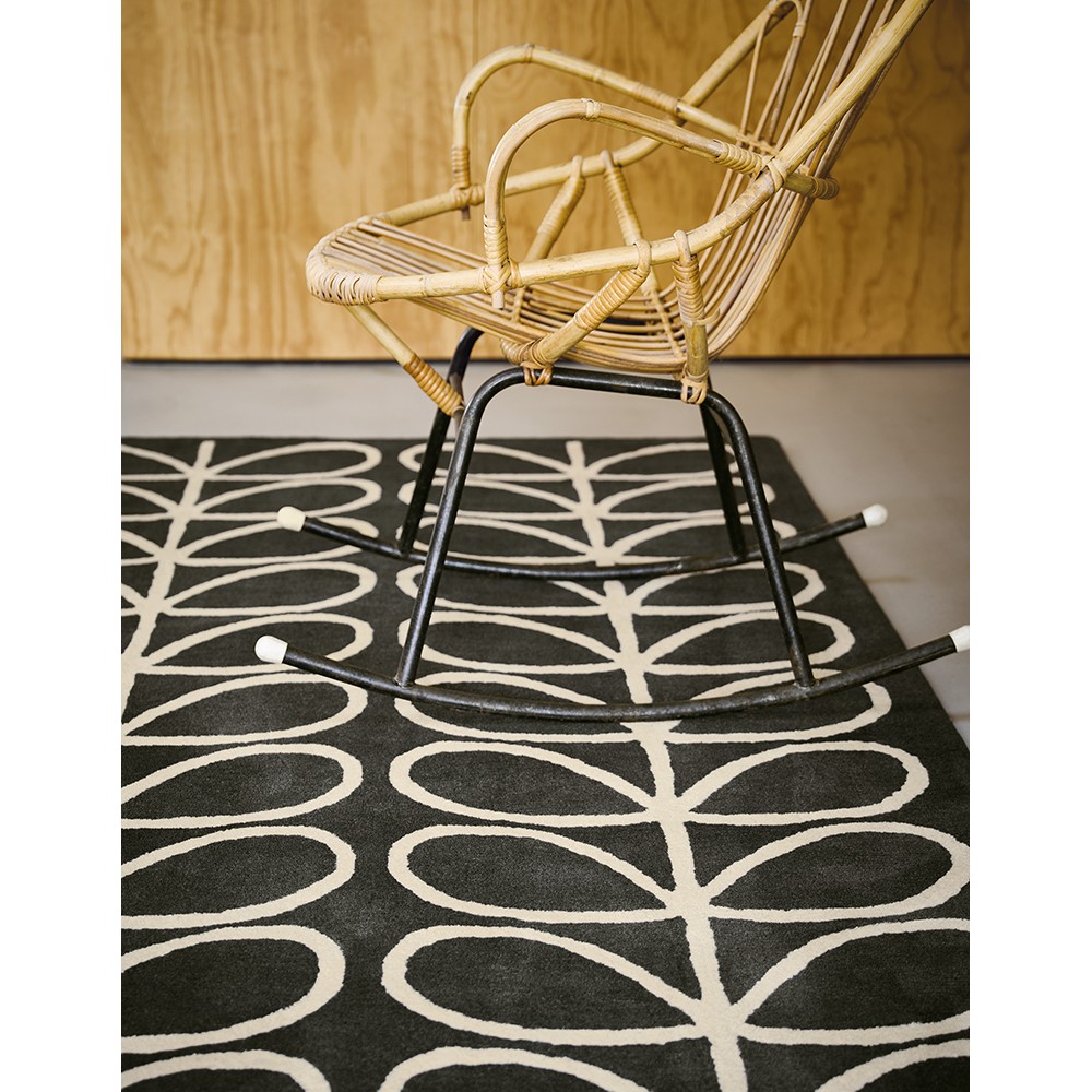 Orla Kiely Linear Stem Slate Pure New Wool Rug 230x160cm Peter's of