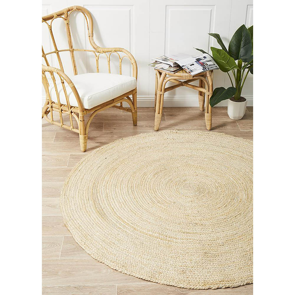 Tapete Rug Neutral Scandi Flatwoven Round Rug 200x200cm Peter's of