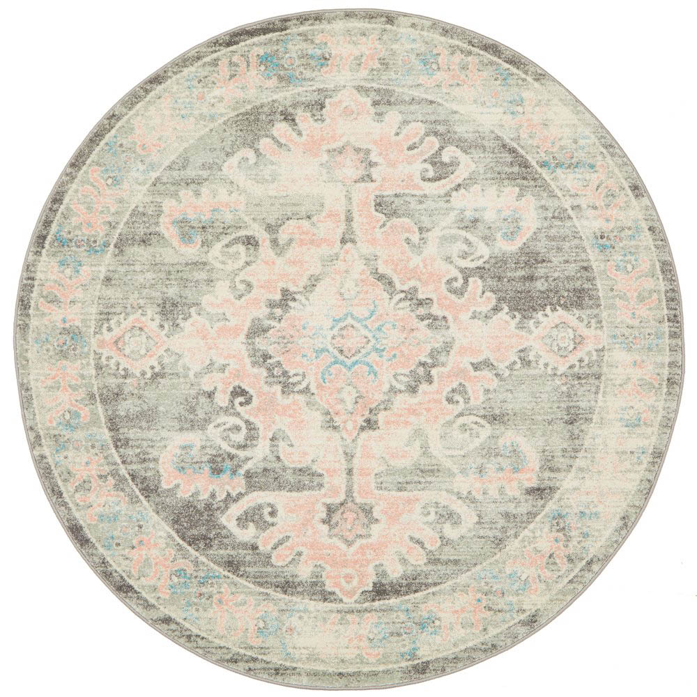 Tapete Rug Grey & Dusty Pink Look Bohemian Rug 200x200cm Peter's of