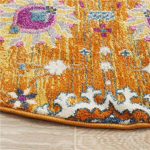 Tapete Rug - Babylon Round Rug Flower Field Rust 150cm