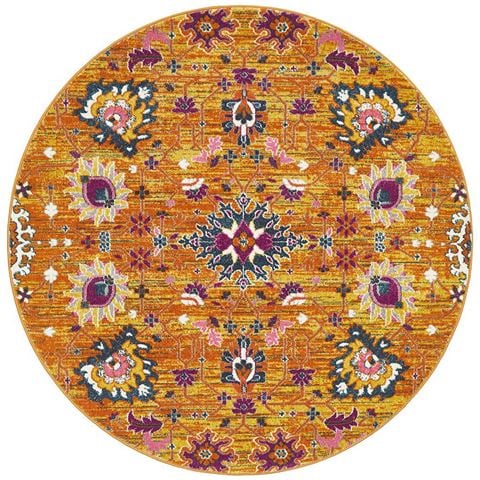 Tapete Rug - Babylon Round Rug Flower Field Rust 150cm