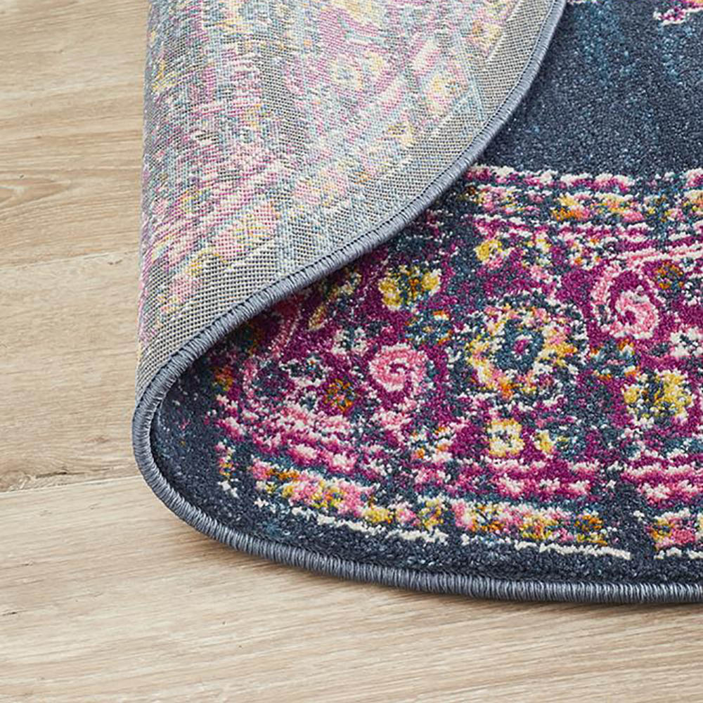 Tapete Rug Navy & Fuschia Oriental Round Rug 200x200cm Peter's of