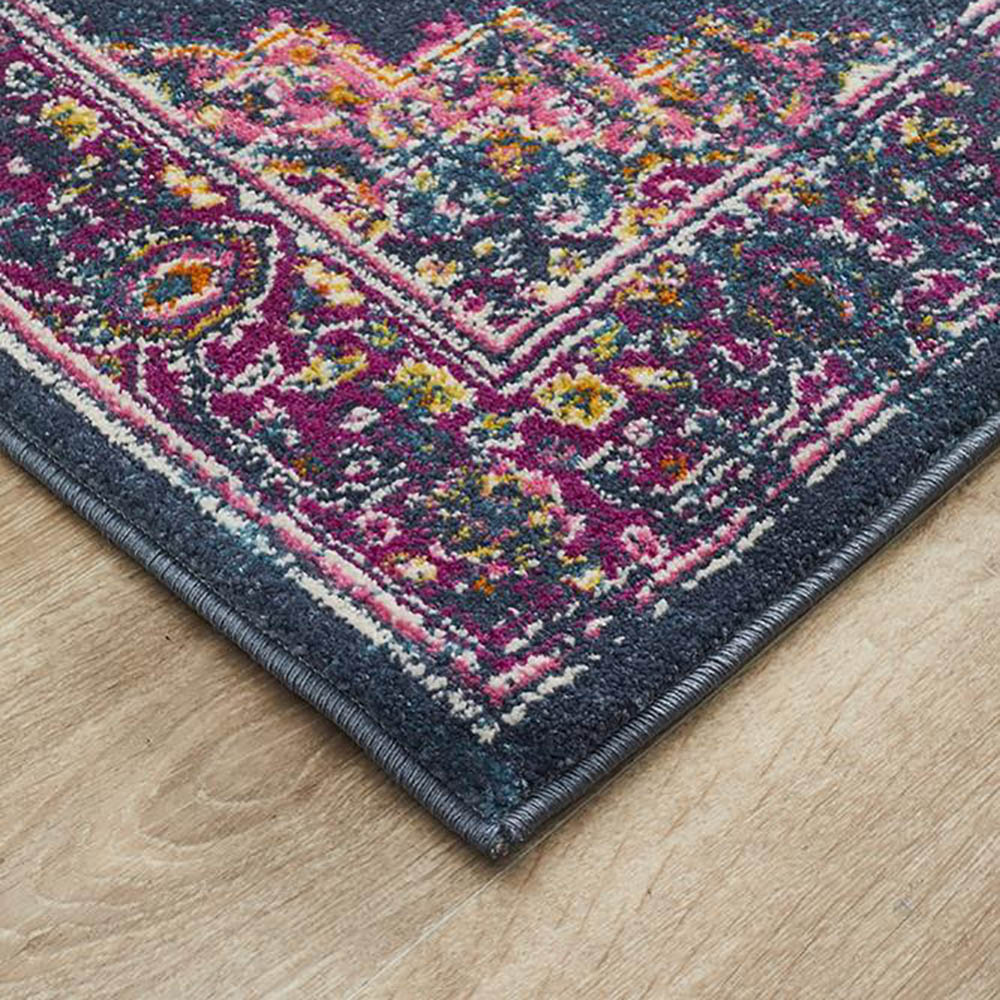 Tapete Rug Navy & Fuschia Oriental Runner Rug 500x80cm Peter's of