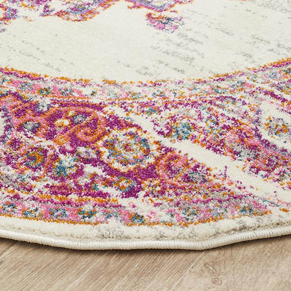 Tapete Rug Pink & Ivory Oriental Round Rug 200x200cm Peter's of