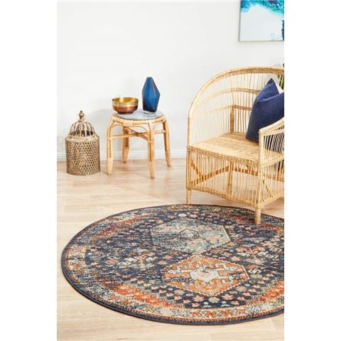 Tapete Rug Legacy Aztec Round Rug Navy 240x240cm - Peter's of Kensington