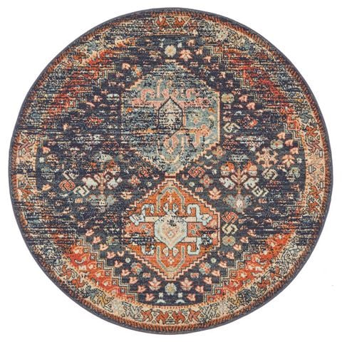 Tapete Rug Legacy Aztec Round Rug Navy 240x240cm - Peter's of Kensington
