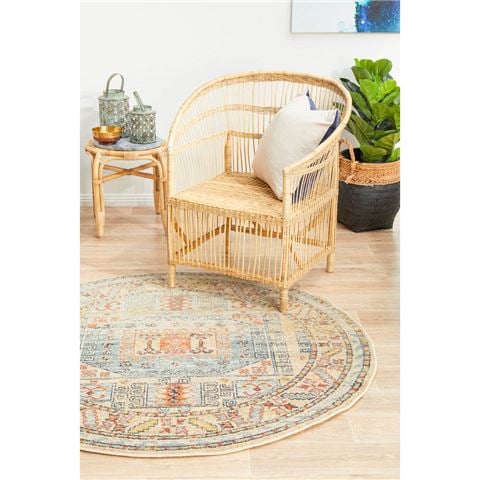 Tapete Rug Legacy Aztec Round Rug Sky Blue 240x240cm - Peter's of Kensington