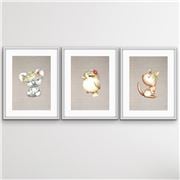 I Heart Wall Art - Little Aussies 3pc White Frame 75x100