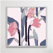 I Heart Wall Art - Pink Lilly Bouquet White Frame 120x120