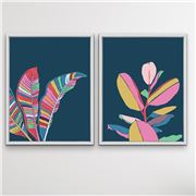 I Heart Wall Art - Fiddle Leaf & Palm 2pc White Frame 90x120