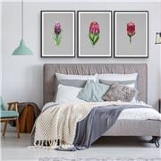 I Heart Wall Art - Protea On Grey Linen 3pc Wht Frame 75x100